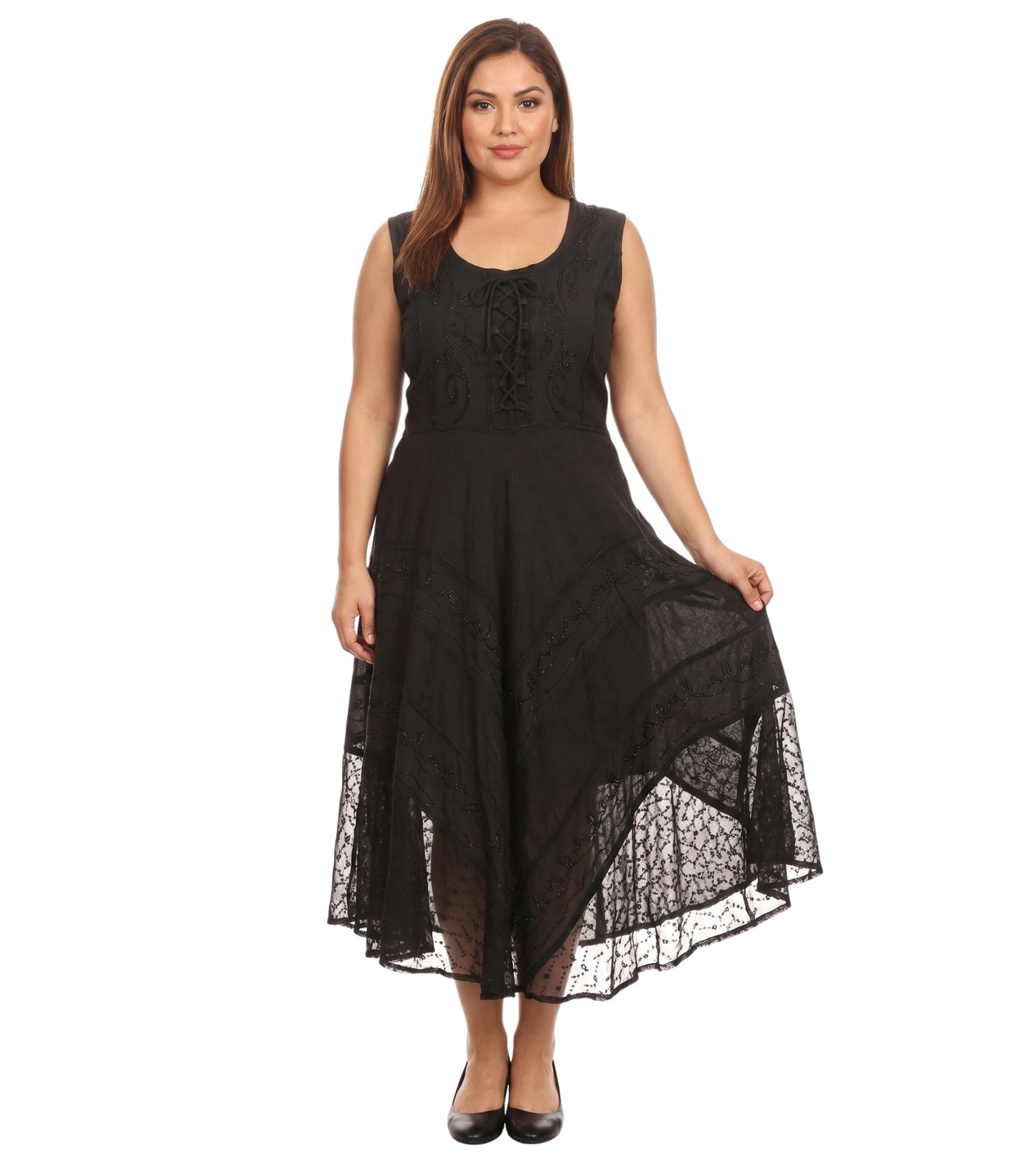 Sakkas Kevina Stonewashed Rayon Embroidered Dress