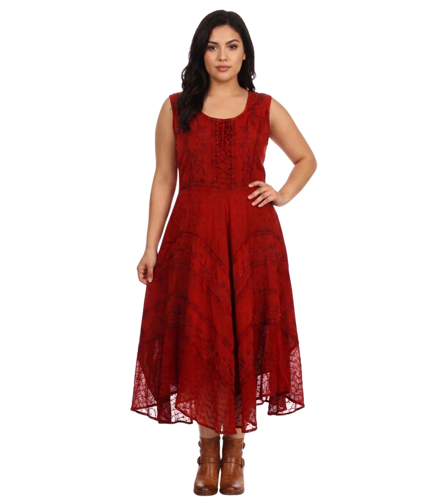 Sakkas Kevina Stonewashed Rayon Embroidered Dress