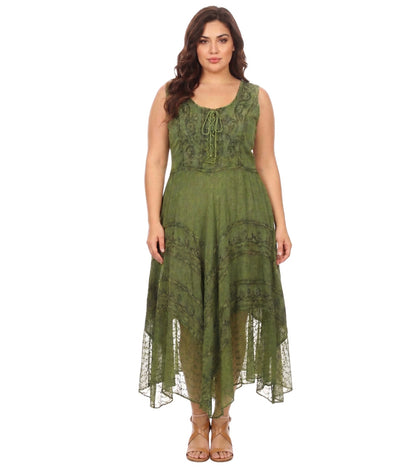 Sakkas Kevina Stonewashed Rayon Embroidered Dress