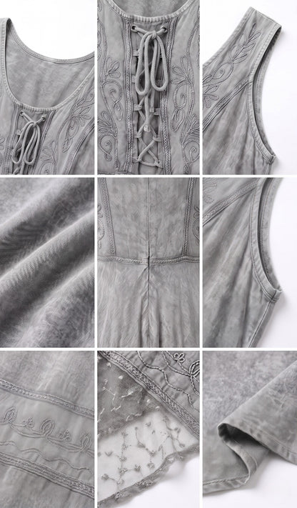 Sakkas Kevina Stonewashed Rayon Embroidered Dress