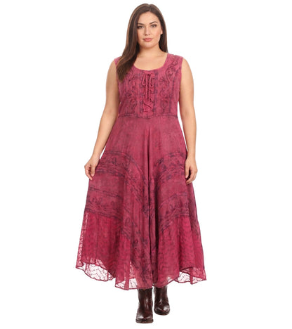 Sakkas Kevina Stonewashed Rayon Embroidered Dress