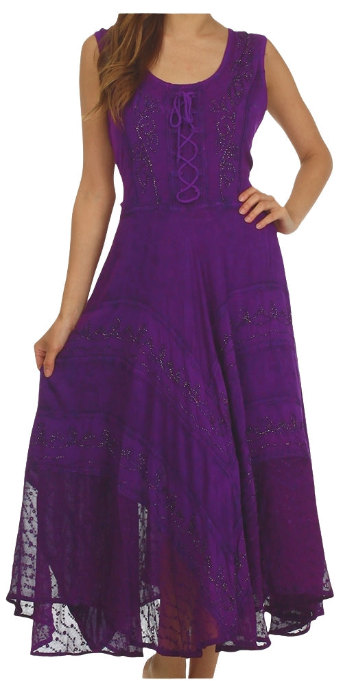 Sakkas Kevina Stonewashed Rayon Embroidered Dress