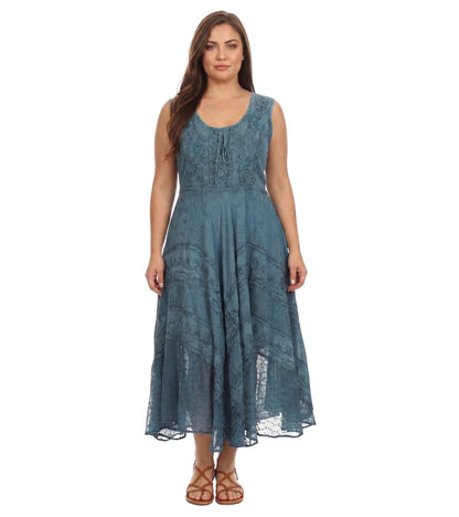 Sakkas Kevina Stonewashed Rayon Embroidered Dress