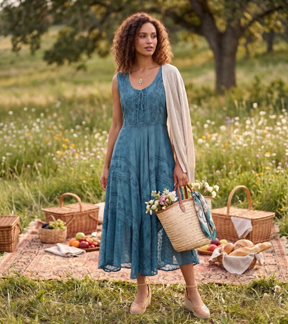 Sakkas Kevina Stonewashed Rayon Embroidered Dress