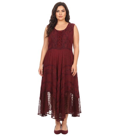 Sakkas Kevina Stonewashed Rayon Embroidered Dress